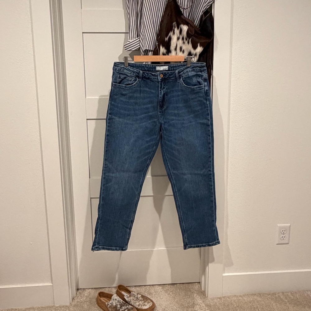 VERVET BY FLYING MONKEY Dark Blue Cropped Jeans
